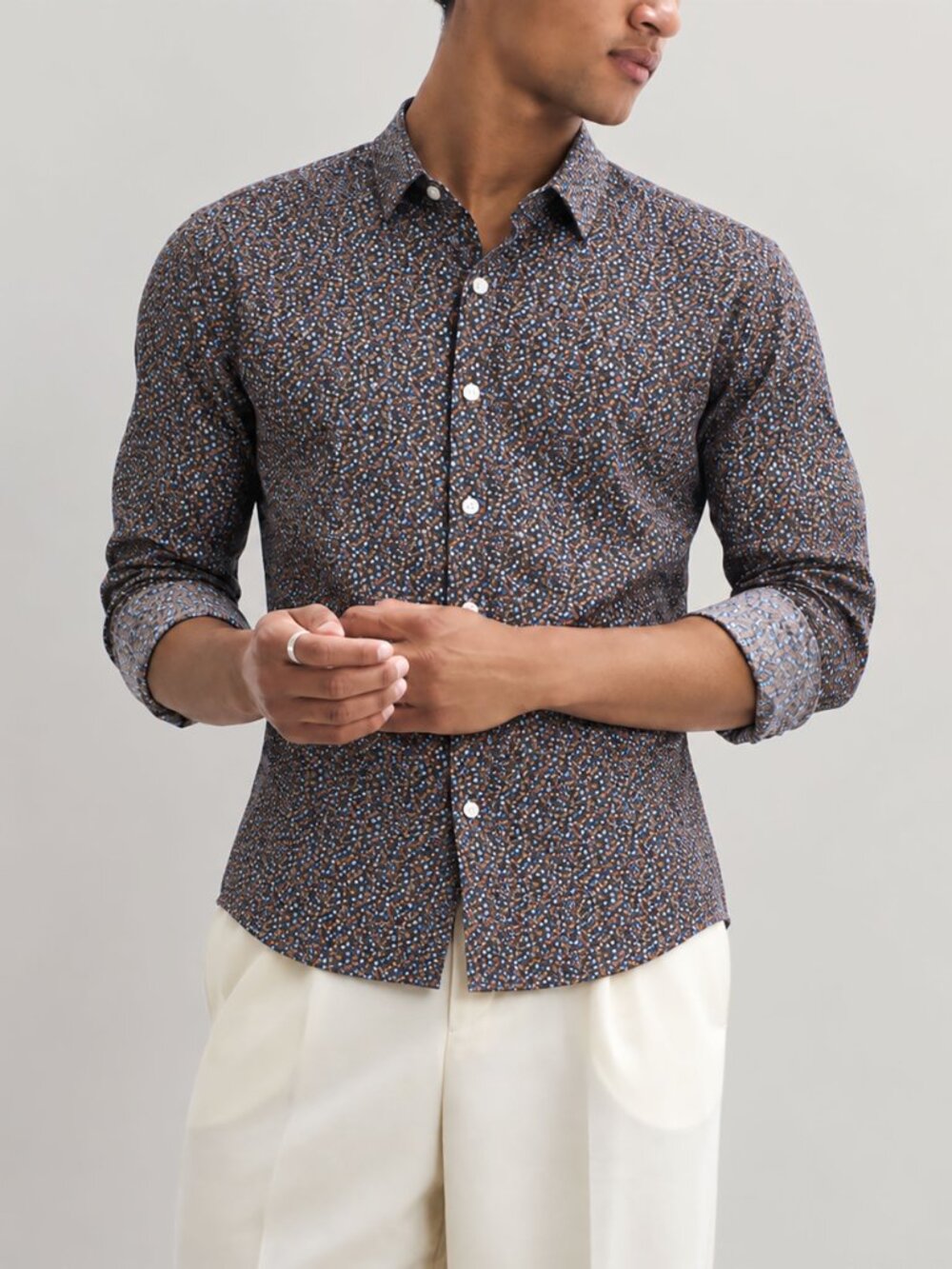Van Heusen Mens Floral Button Down Shirt Slim Fit Stain Shield Stretch XXL 2XL